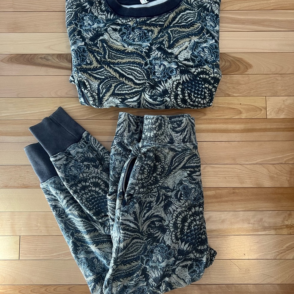 Free People June Bug printed jogger + sweat set